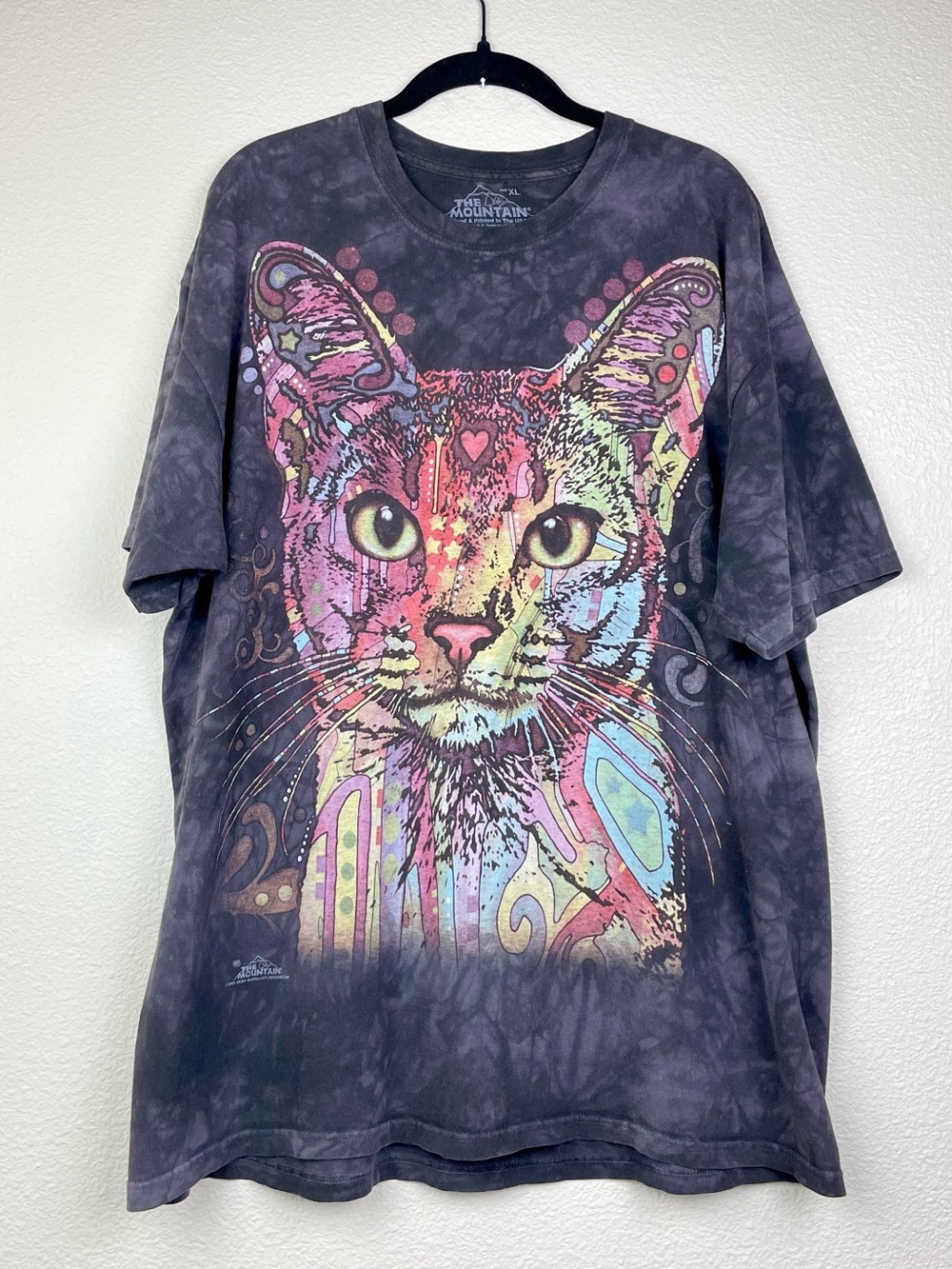 The Mountain Unisex XL Abyssinian Classic Cotton T-Shirt Psychedelic Cat